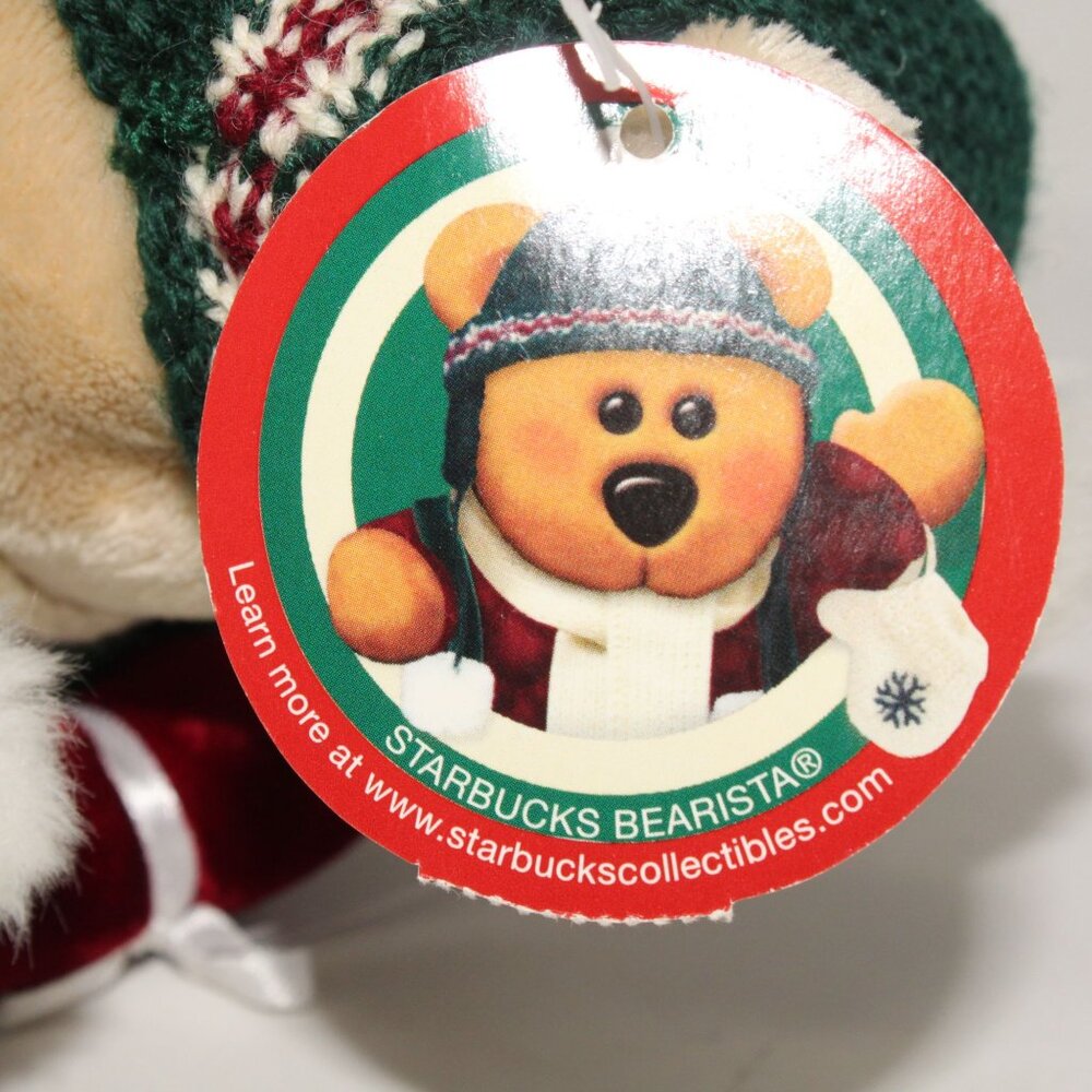 Vintage Starbucks Bearista Bear 2005 Cream Stuffed Animal Mittens Winter Toy NWT - Picture 4 of 7